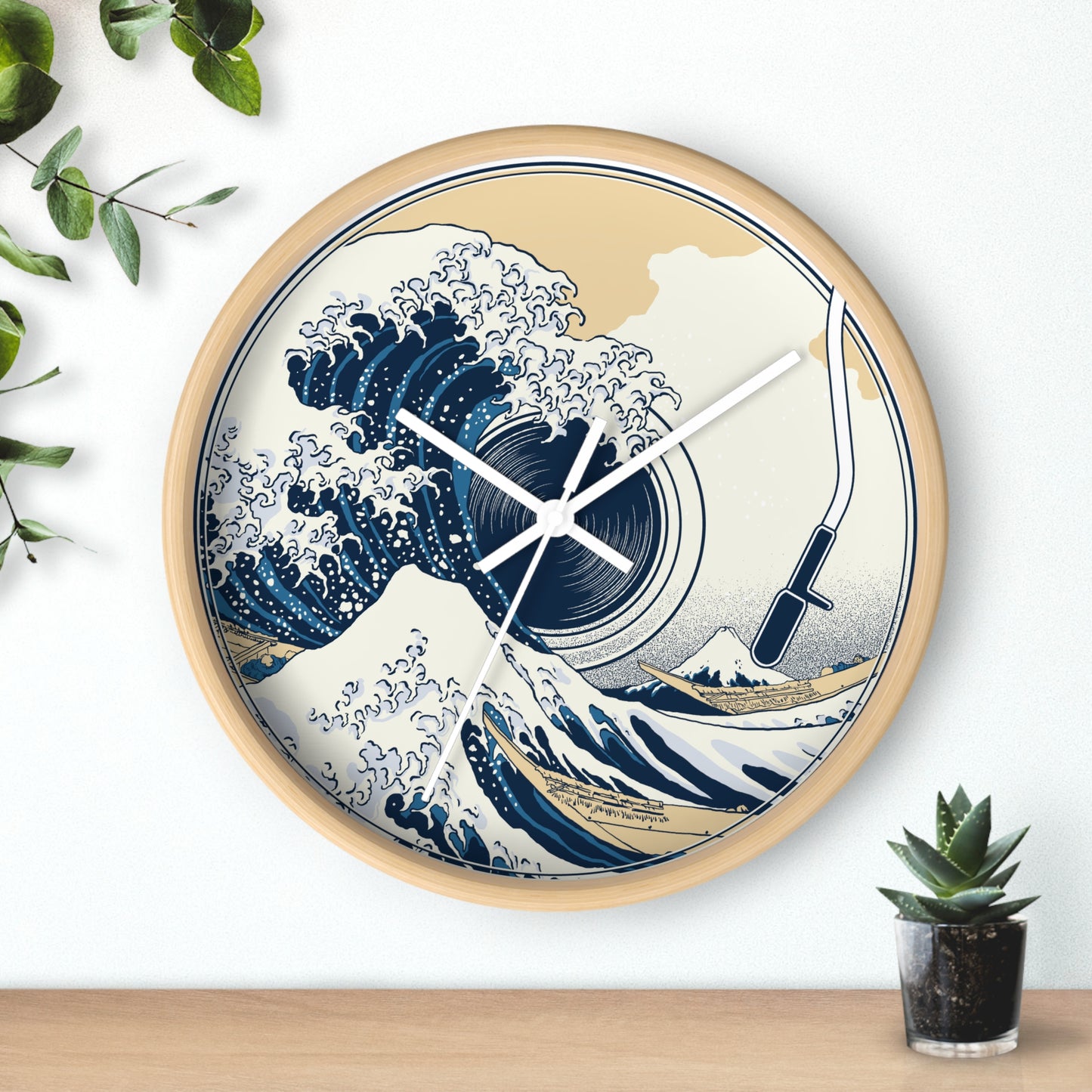 Ocean Wave Vinyl Wall Clock - Cozy Art Home Decor with Sound & Sea Illustration