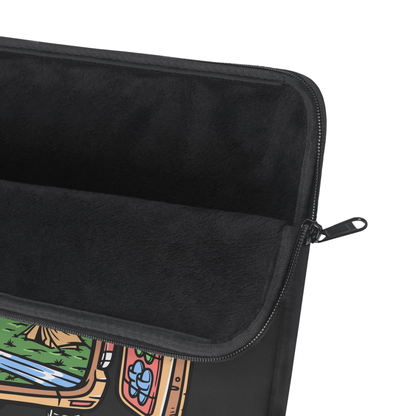 Van Life Laptop Sleeve - Camper Van Open Doors Mountain Design Protective Case for Digital Nomads & Road Trip Lovers