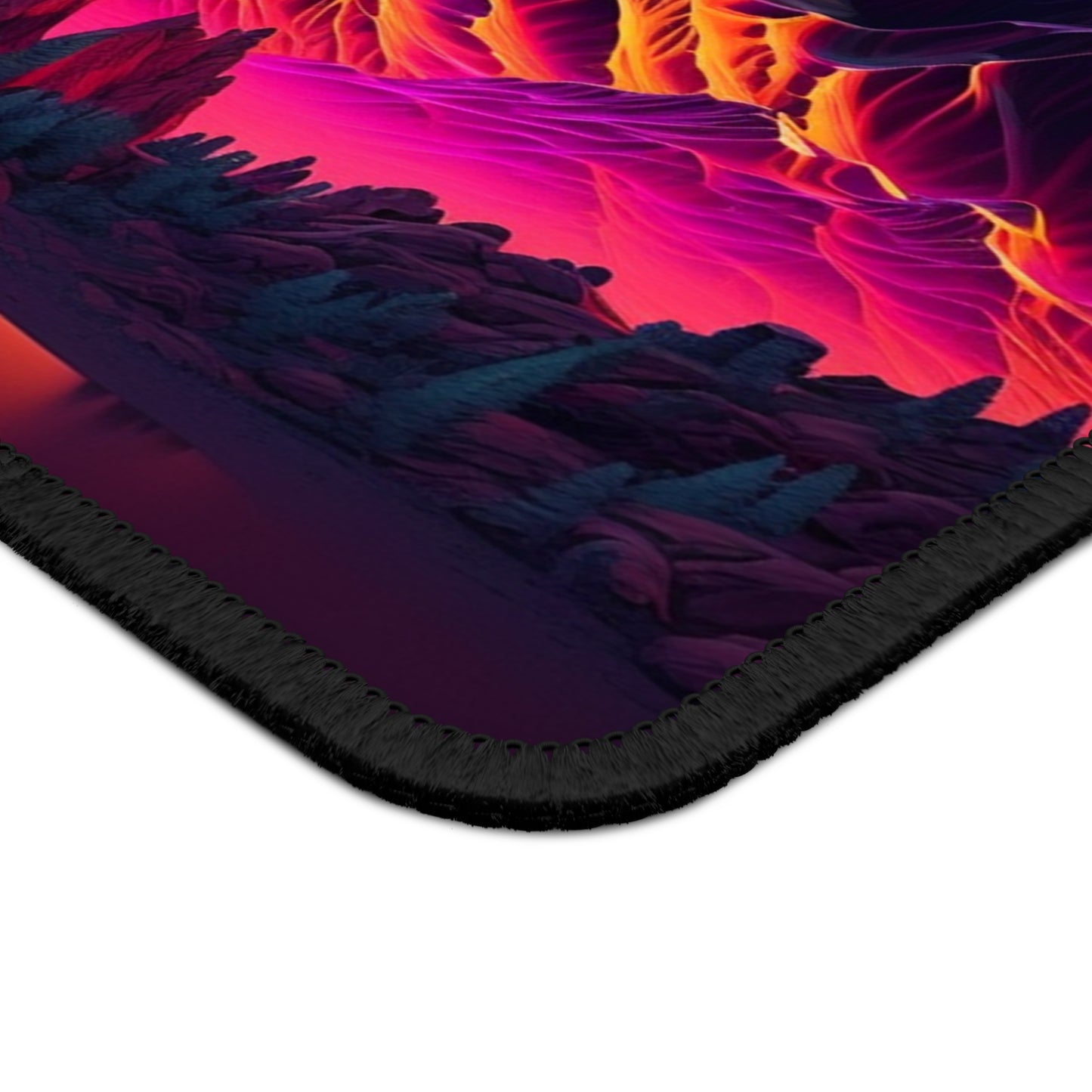 Neon Mountain Night Mouse Pad - Cozy Nature Desk Decor with Dreamy Fantasy Landscape
