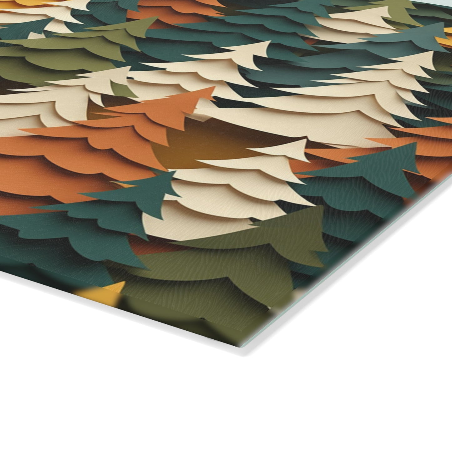 Autumn Forest Glass Cutting Board – Artistic Tree Design Kitchen Board