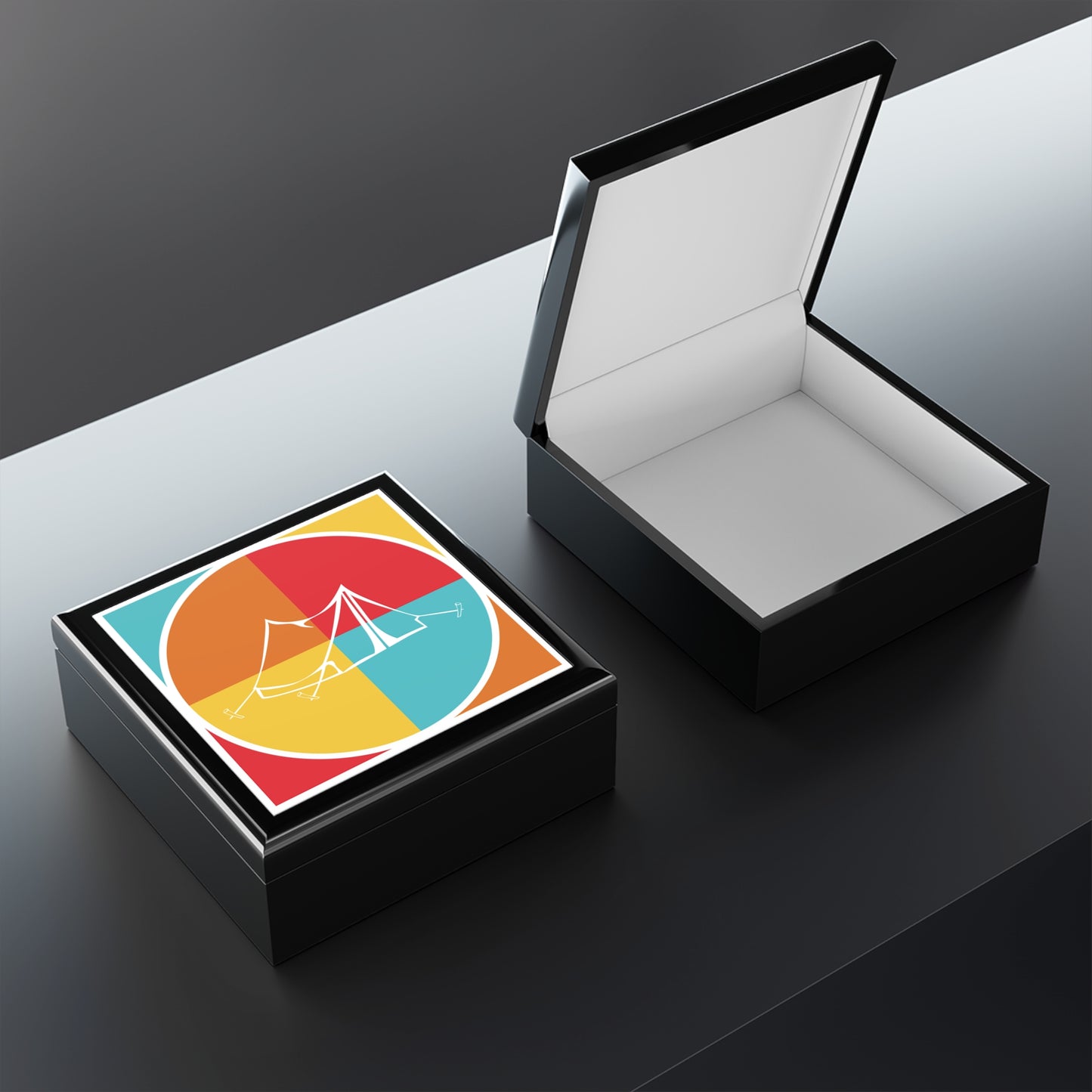 Minimal Camping Jewelry Box - Geometric Tent Design, Adventure Inspired Keepsake Box