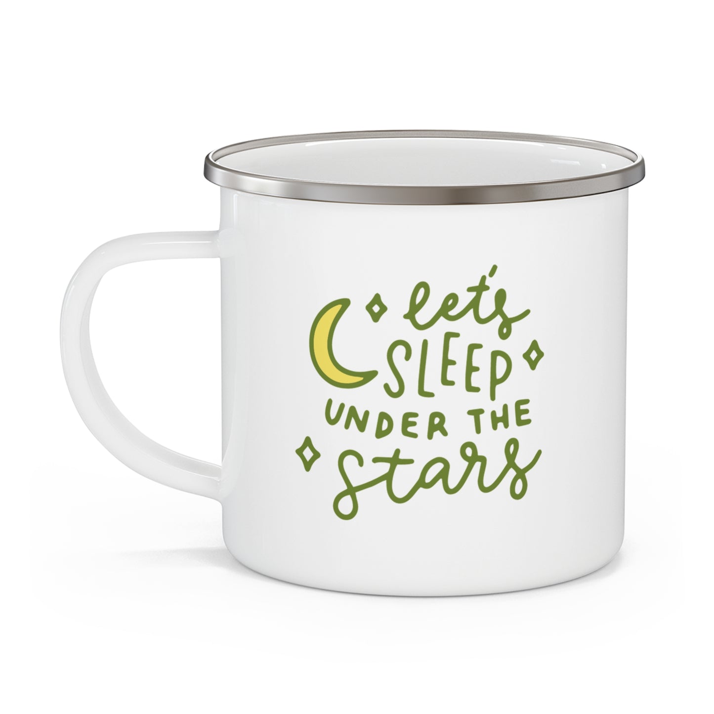 "Let’s Sleep Under the Stars" Camping Mug – Enamel 12oz Cup for Outdoor Lovers