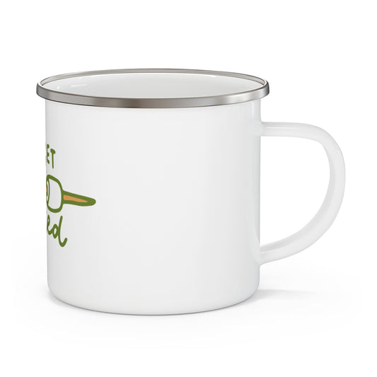 "Letβs Get Toasted" Enamel Camping Mug β Marshmallow Stick Design, 12oz