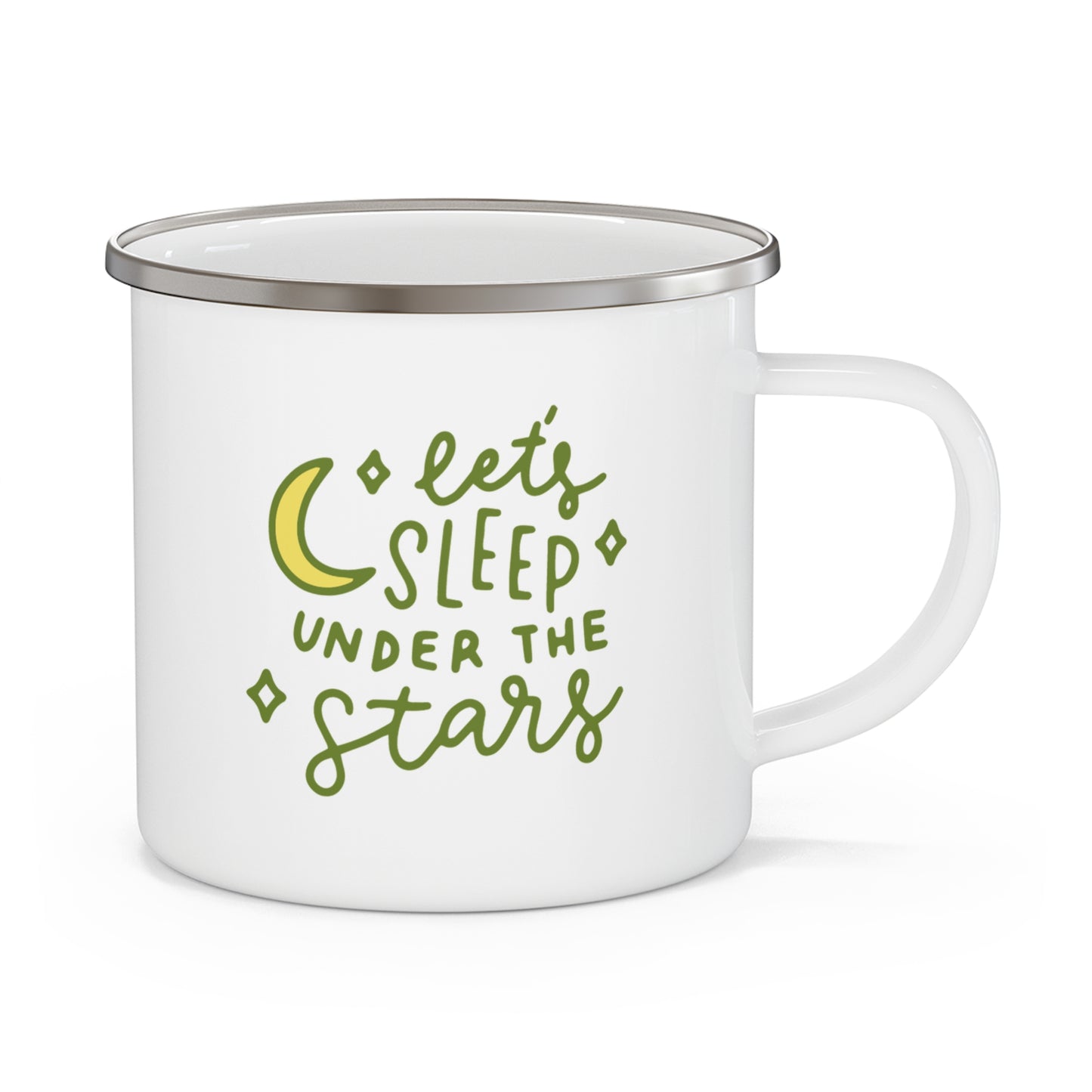 "Let’s Sleep Under the Stars" Camping Mug – Enamel 12oz Cup for Outdoor Lovers