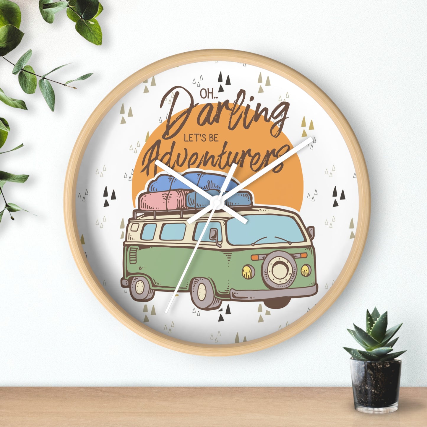 Van Life Wall Clock - Cozy Adventure Home Decor with Retro Travel Illustration