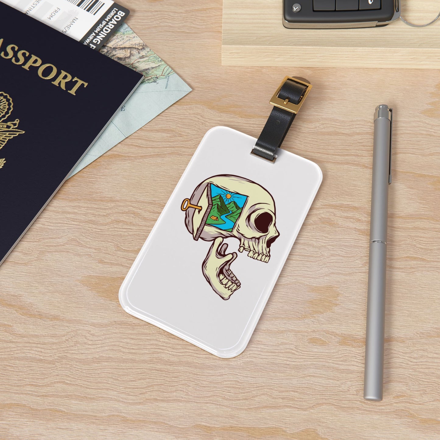Mountain Mind Luggage Tag with Surreal Nature Illustration