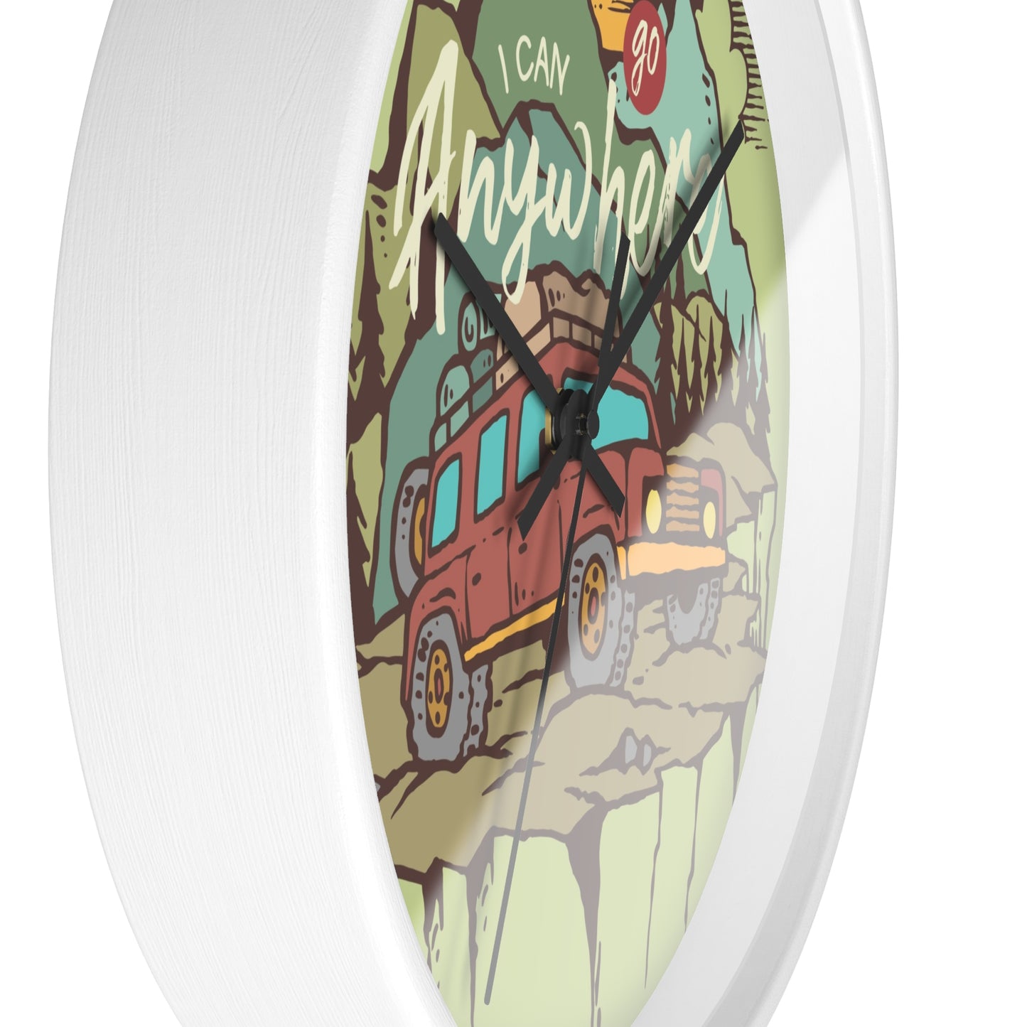 I Can Go Anywhere wall clock close-up