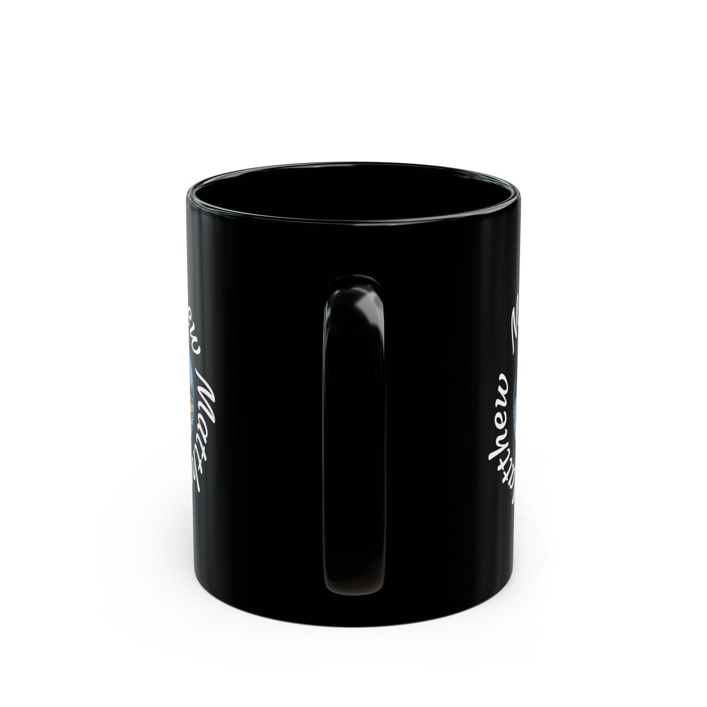 Personalized Circular Name Night Camp Black Mug - Custom Repeating Name Mountain Coffee Cup