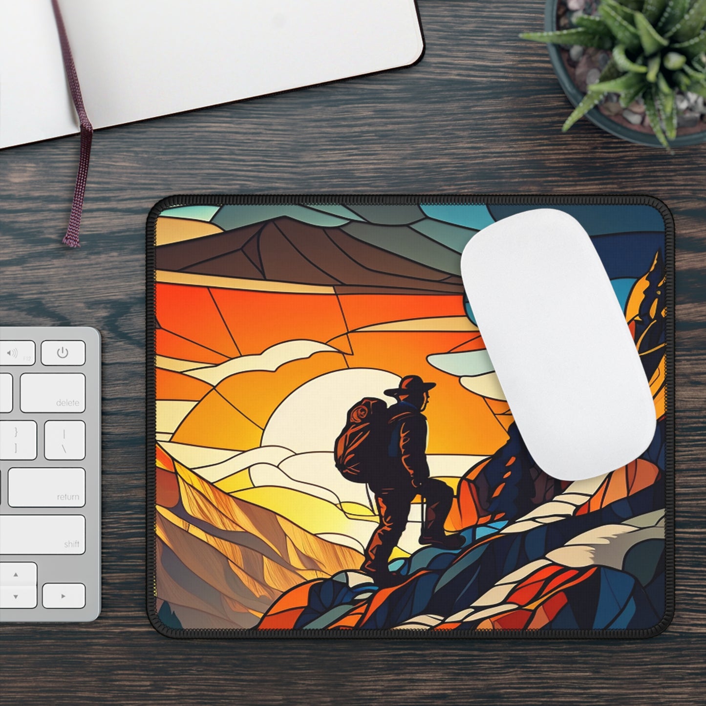 Mountain Hiker Mouse Pad - Cozy Nature Desk Accessory Inspired by Freedom and Adventure