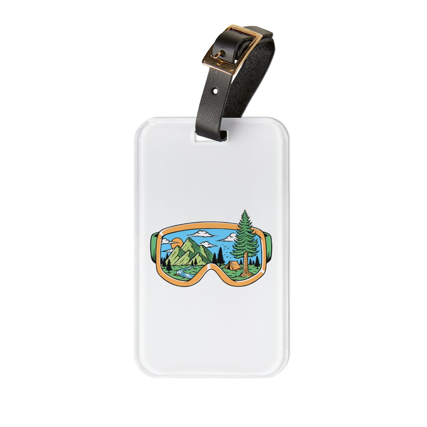 Mountain View Goggles Luggage Tag with Outdoor Adventure Design