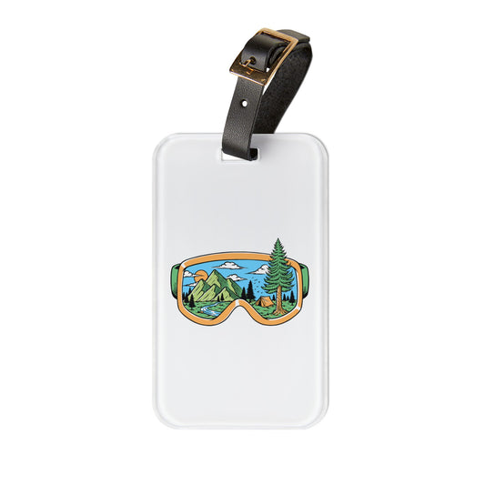 Mountain View Goggles Luggage Tag with Outdoor Adventure Design