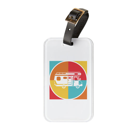 Retro Van Travel Luggage Tag with Minimal Road Trip Design