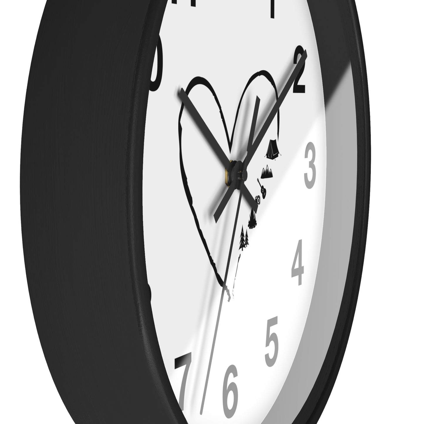 Love Nature Wall Clock - Heart Mountain Design, Minimal Outdoor Home Decor