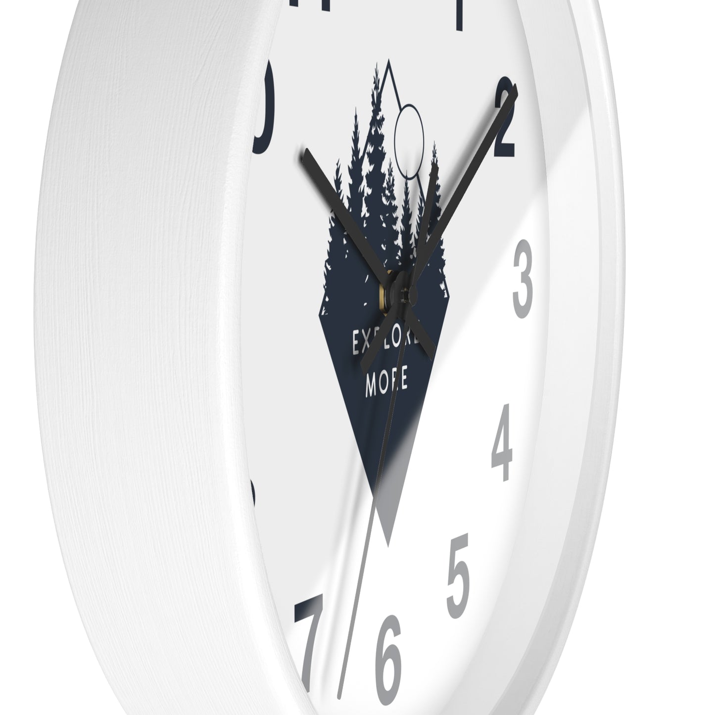 Explore More Wall Clock - Minimal Forest & Mountain Design, Adventure Quote Clock