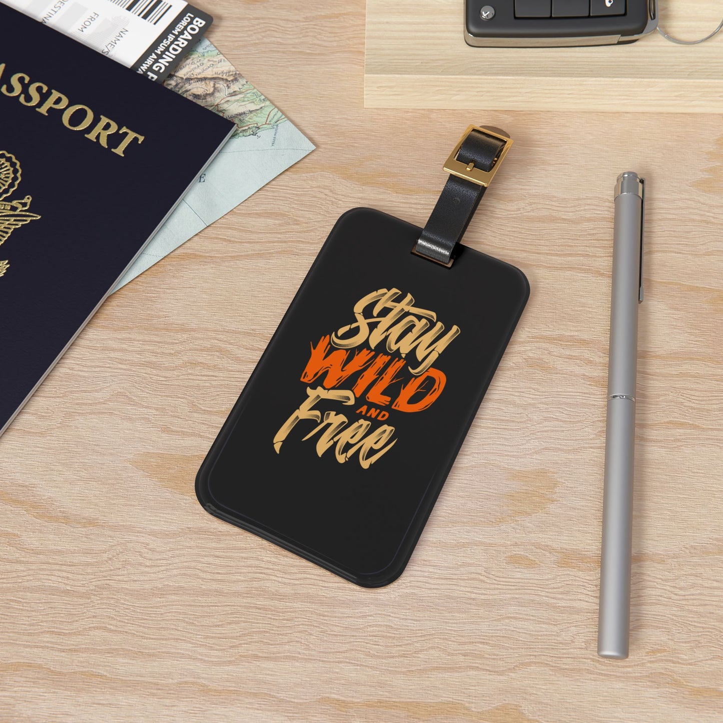 Stay Wild and Free Luggage Tag - Motivational Travel Bag Tag for Adventurers, Van Life & Free Spirits