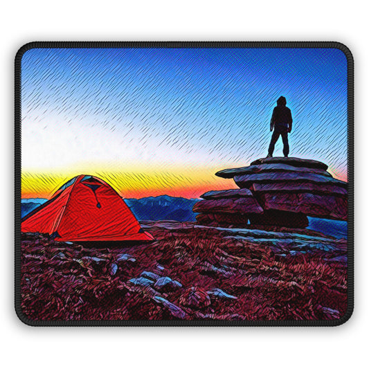 Mountain Camp Sunrise Mouse Pad - Cozy Nature Desk Decor Inspired by Freedom and Stillness