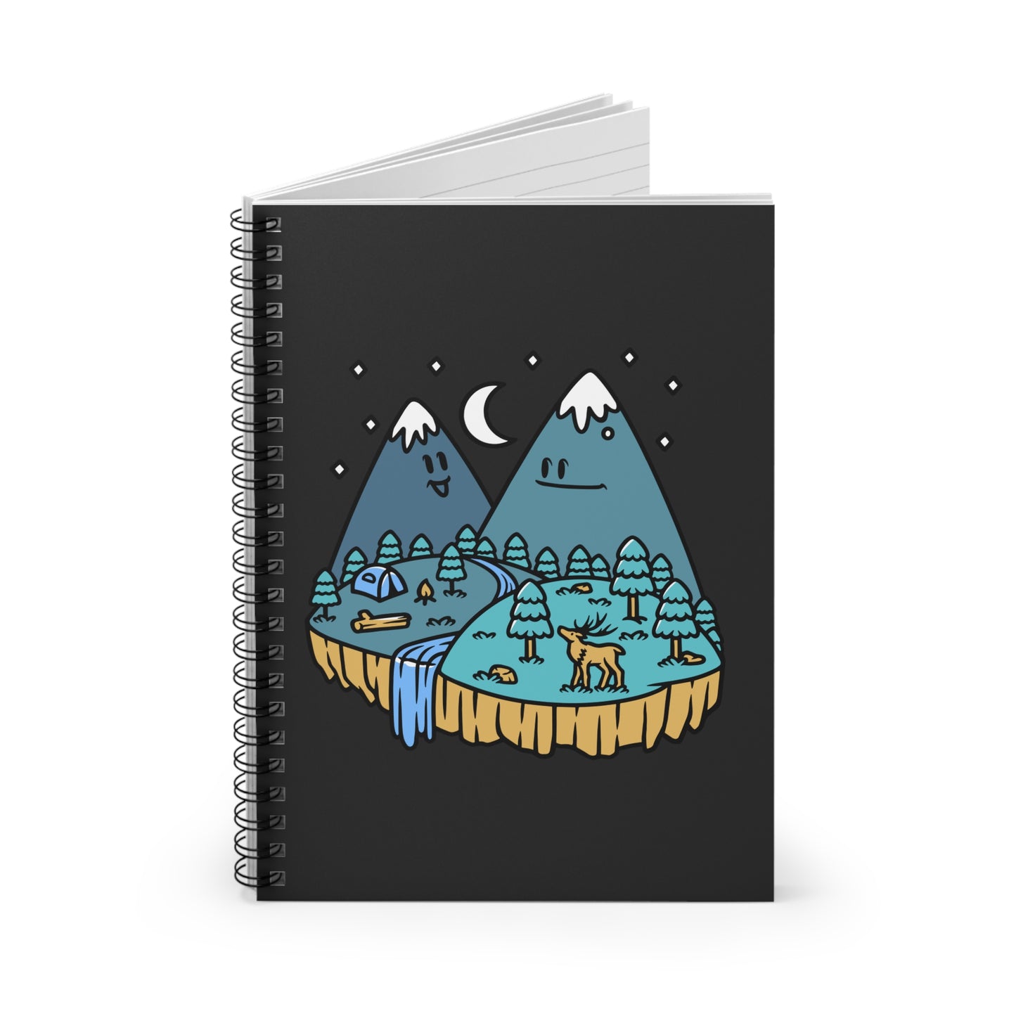 Cute Night Mountains Spiral Notebook - Cozy Moonlit Nature Journal for Calm Writing & Journaling