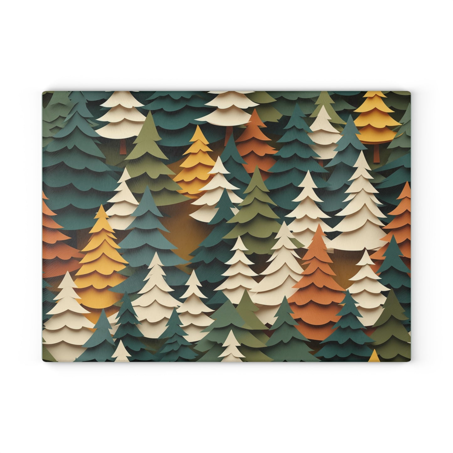 Forest Pattern Glass Cutting Board - Cozy Woodland Kitchen Decor