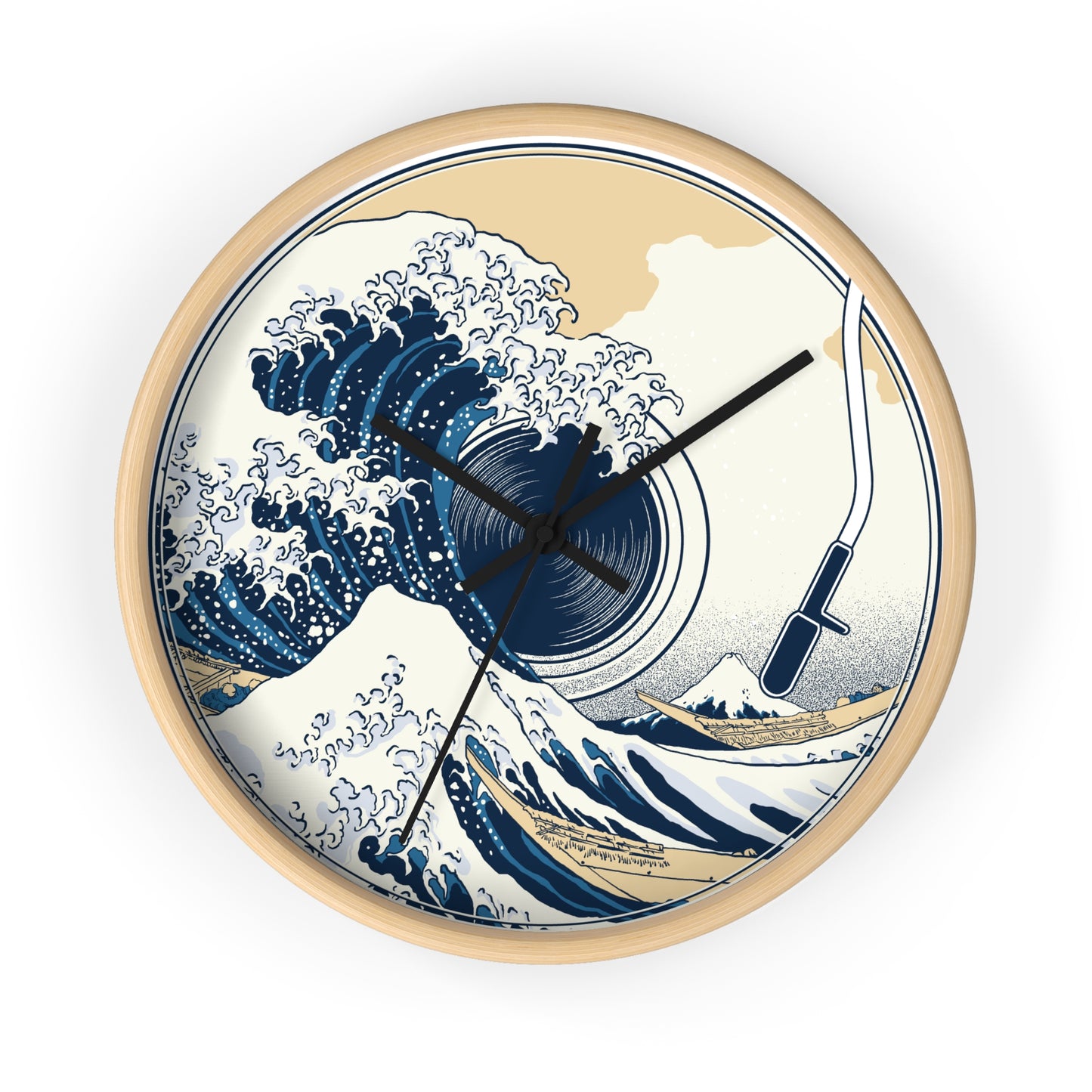 Ocean Wave Vinyl Wall Clock - Cozy Art Home Decor with Sound & Sea Illustration