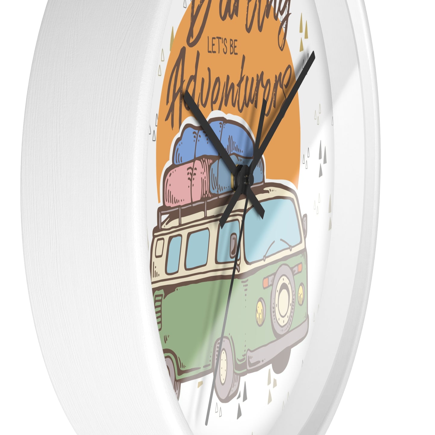 Van Life Wall Clock - Cozy Adventure Home Decor with Retro Travel Illustration