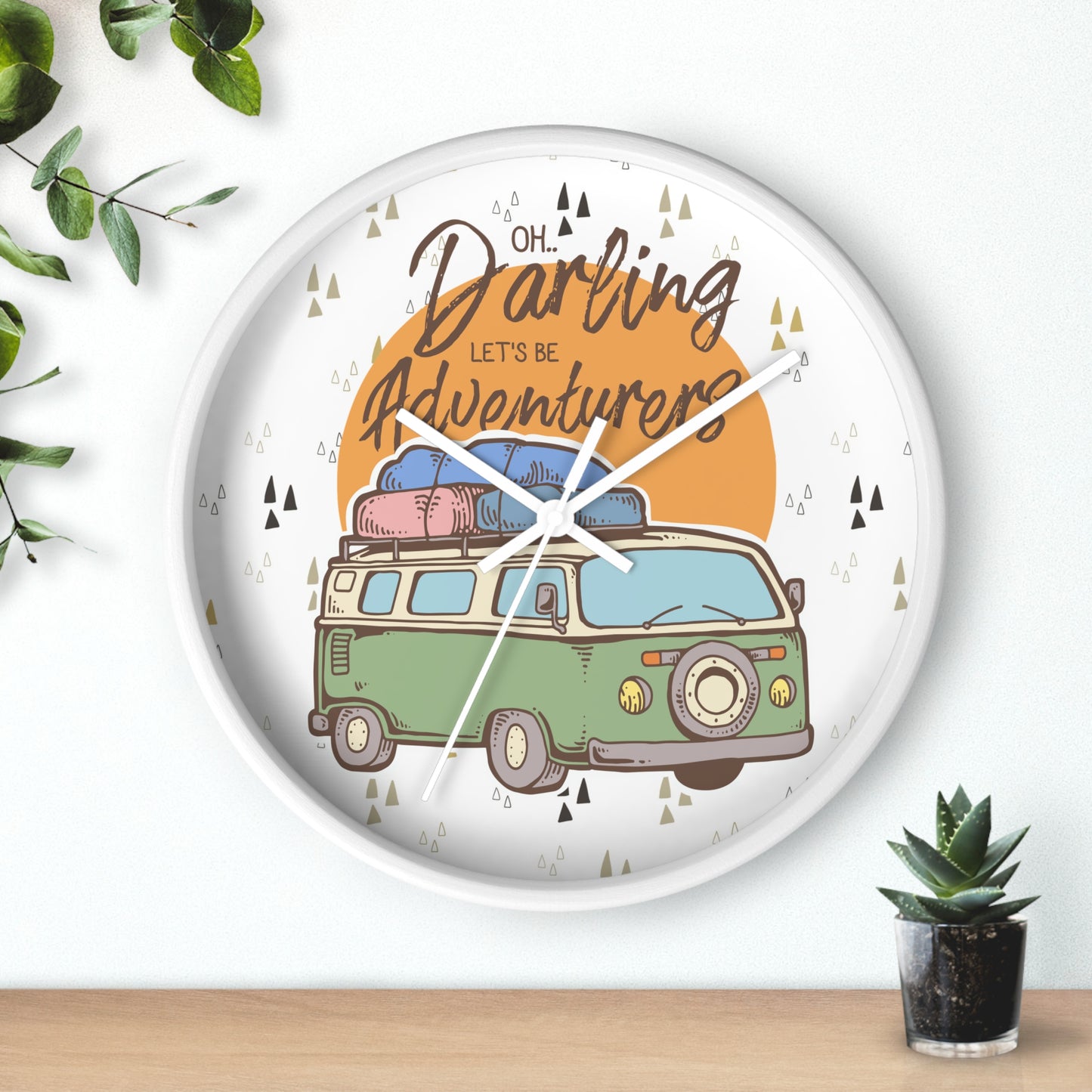 Van Life Wall Clock - Cozy Adventure Home Decor with Retro Travel Illustration