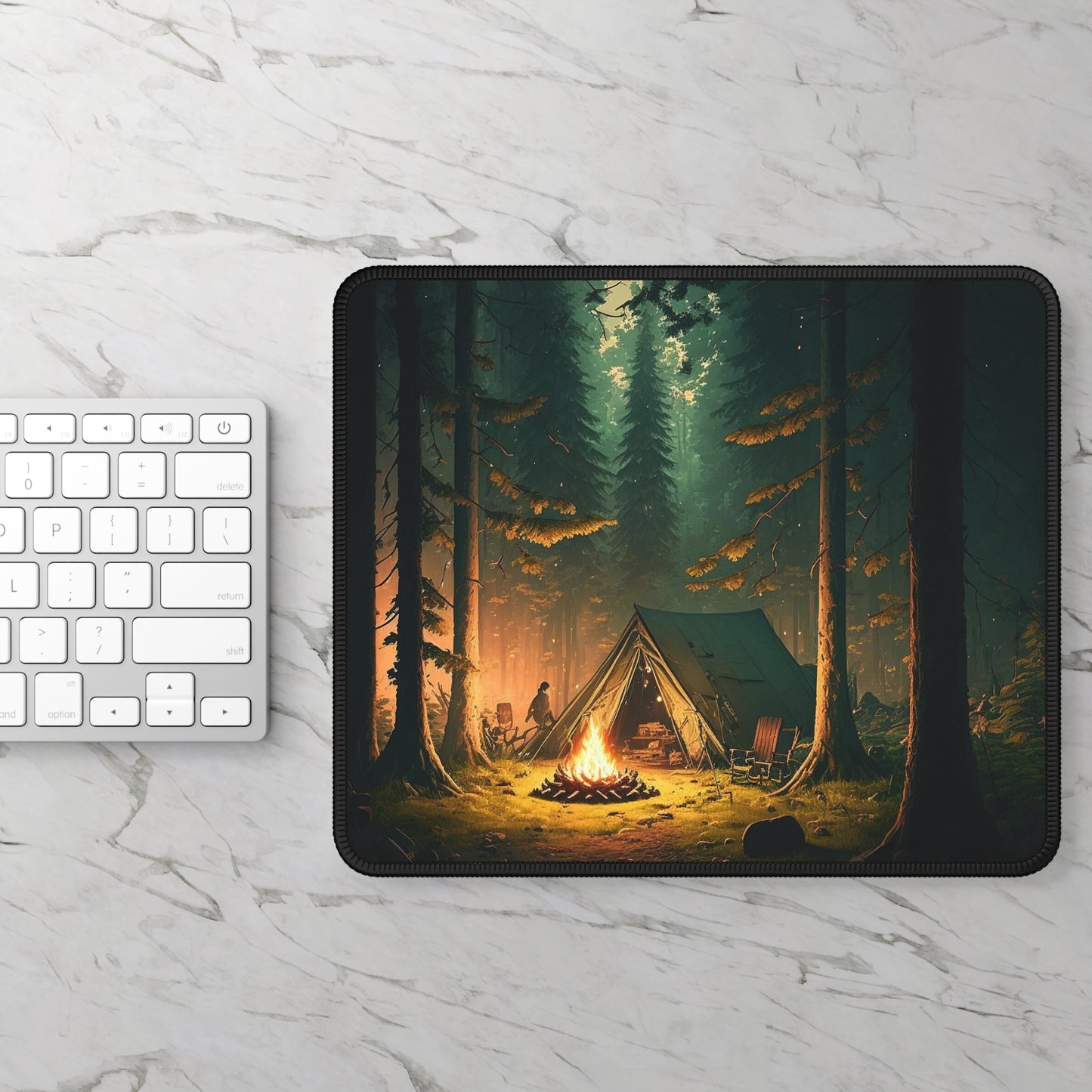 Forest Campfire Mouse Pad - Cozy Nature Desk Decor for Outdoor and Camping Lovers