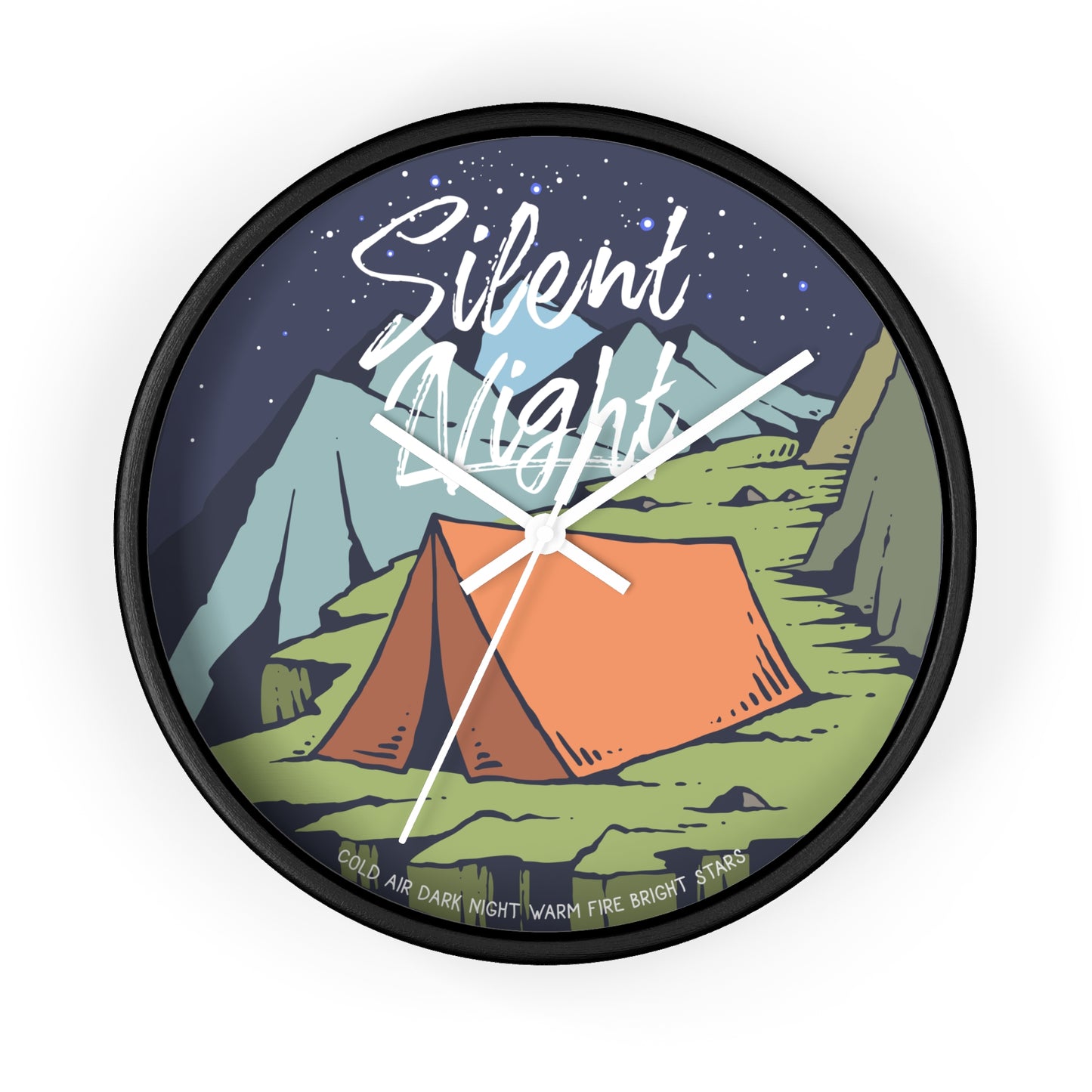 Silent Night Camping Wall Clock - Cozy Nature Home Decor with Tent and Stars