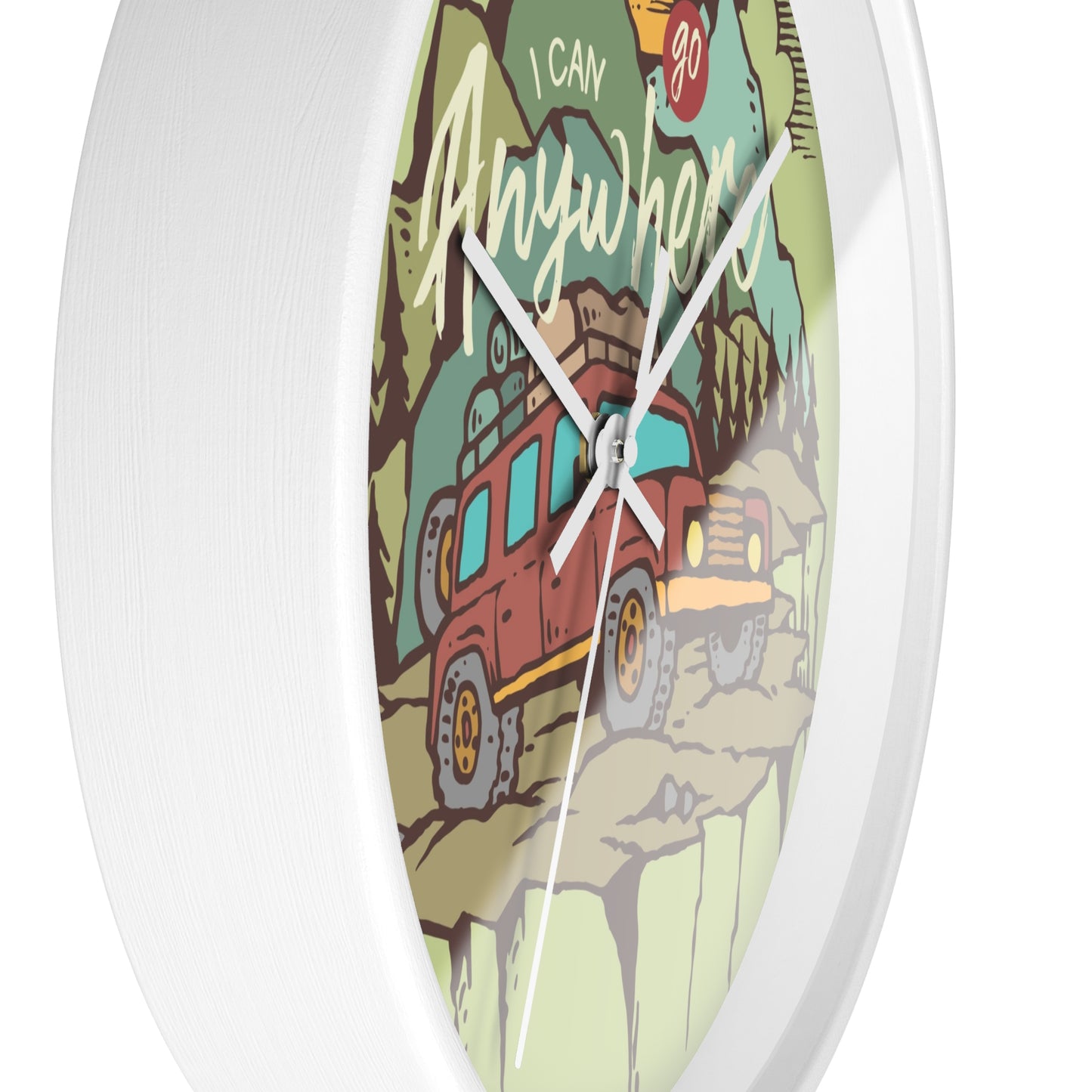 I Can Go Anywhere Wall Clock - Cozy Adventure Home Decor with Off Road Travel Art
