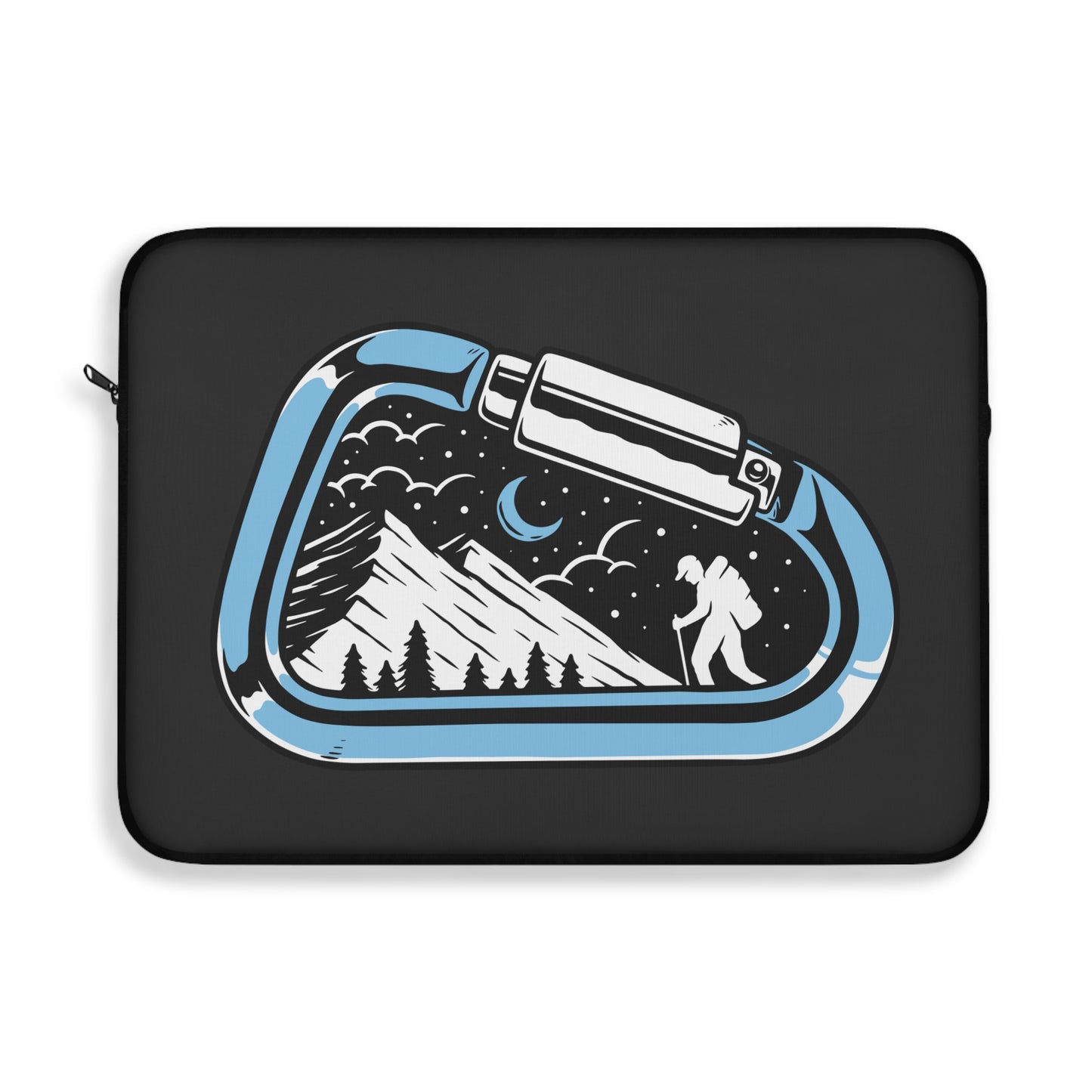Hiking Adventure Laptop Sleeve - Carabiner Mountain Design Protective Case for Hikers, Backpackers & Outdoor Travelers