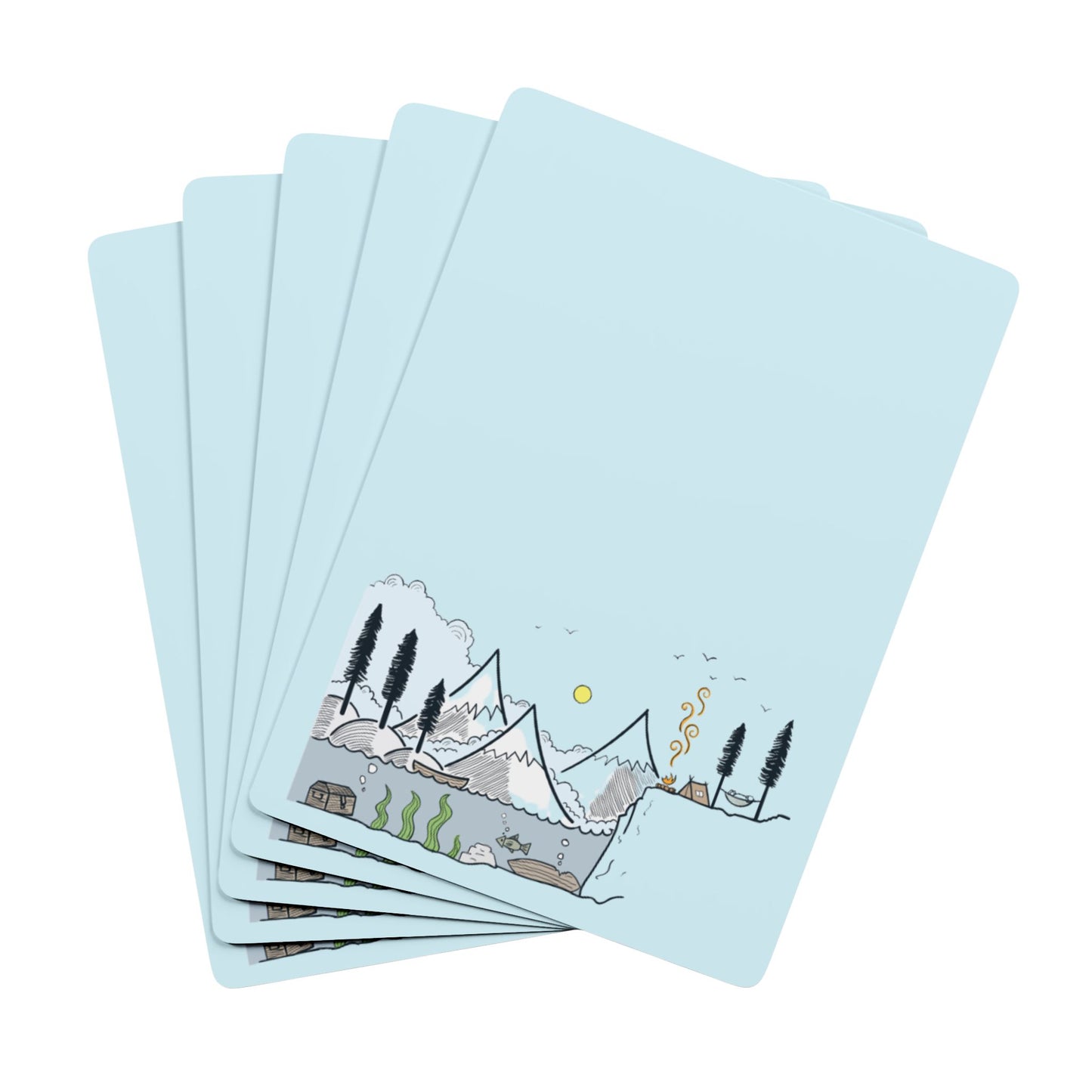 Minimal Mountain Landscape Playing Cards - Calm Nature Card Deck, Cozy Outdoor Game Gift