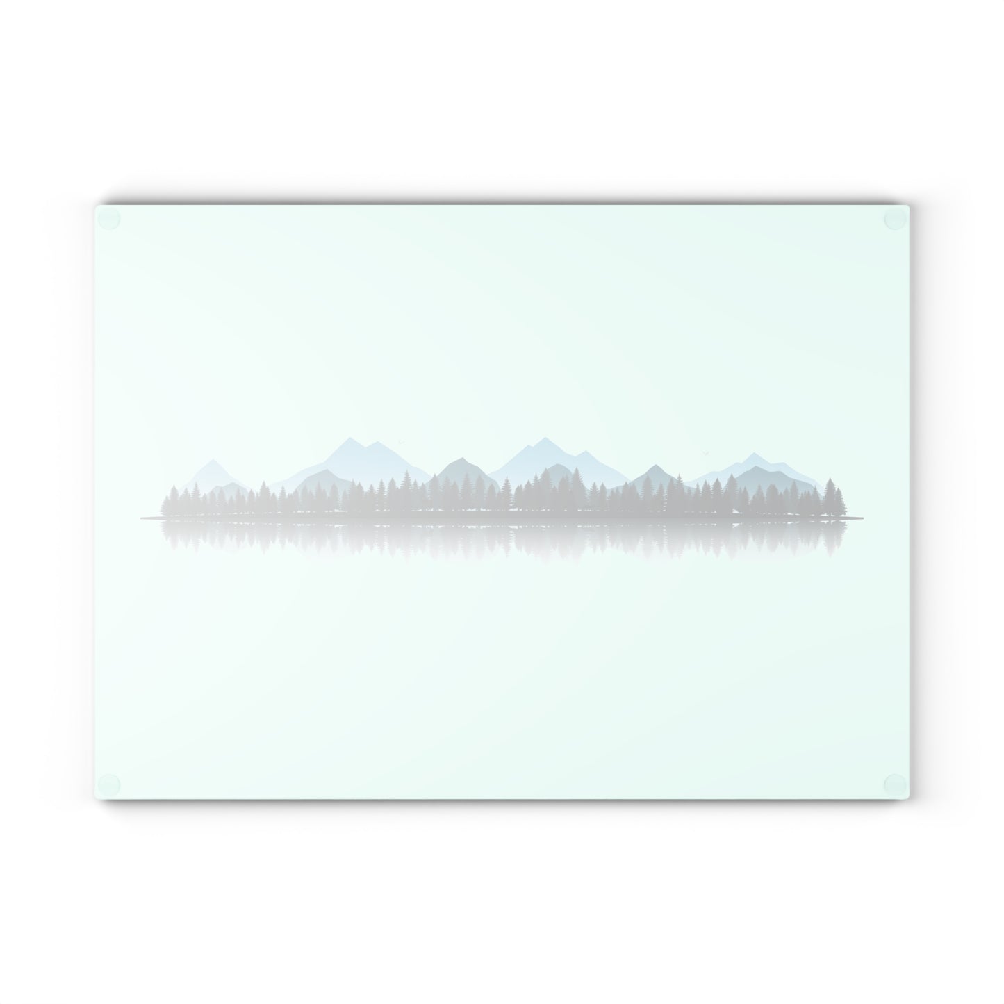 Minimal Mountain Landscape Glass Cutting Board - Calm Nature Kitchen Board, Modern Forest Kitchen Decor