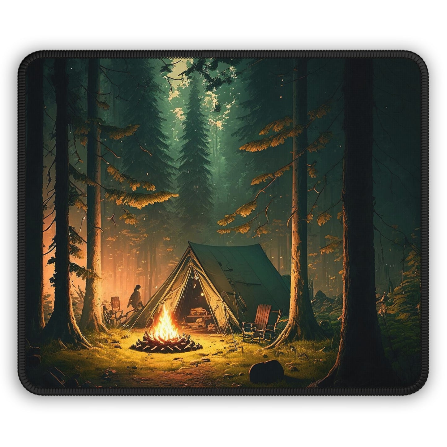 Forest Campfire Mouse Pad - Cozy Nature Desk Decor for Outdoor and Camping Lovers