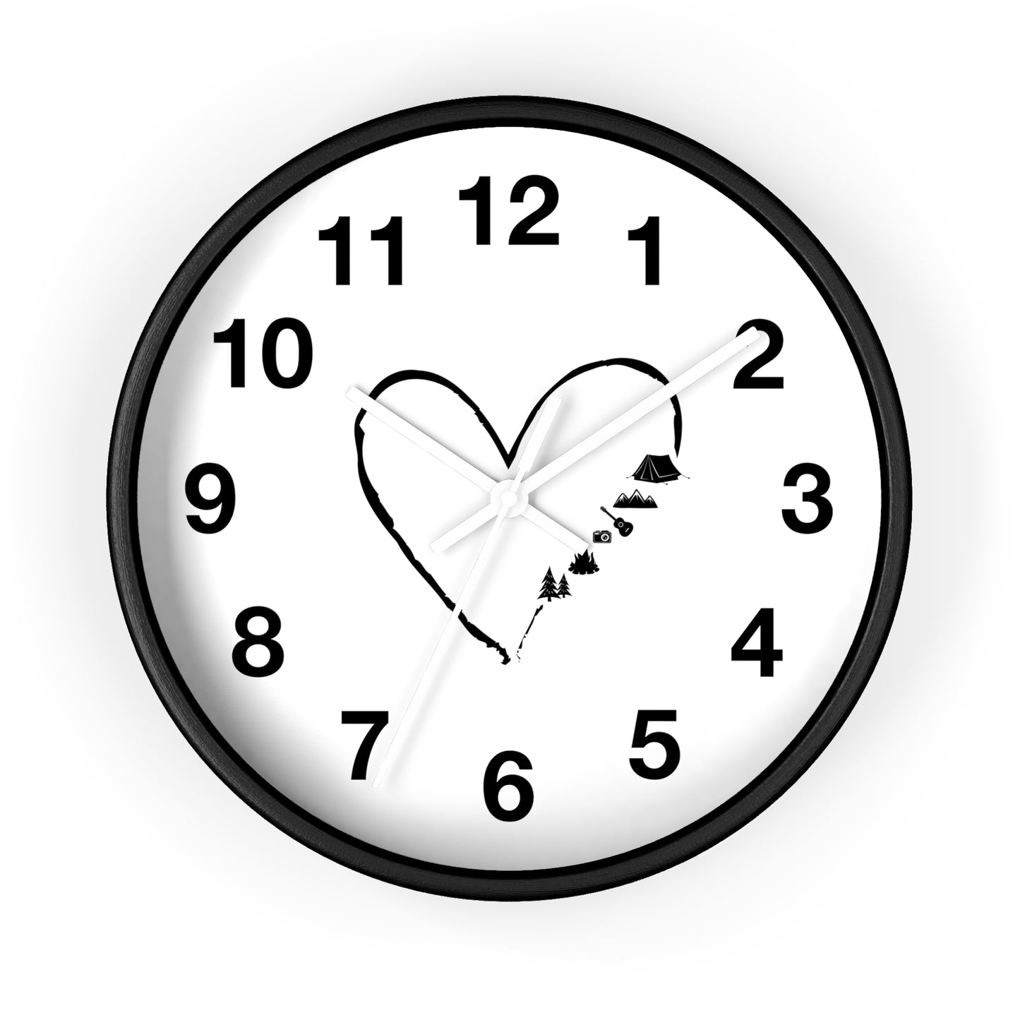 Love Nature Wall Clock - Heart Mountain Design, Minimal Outdoor Home Decor