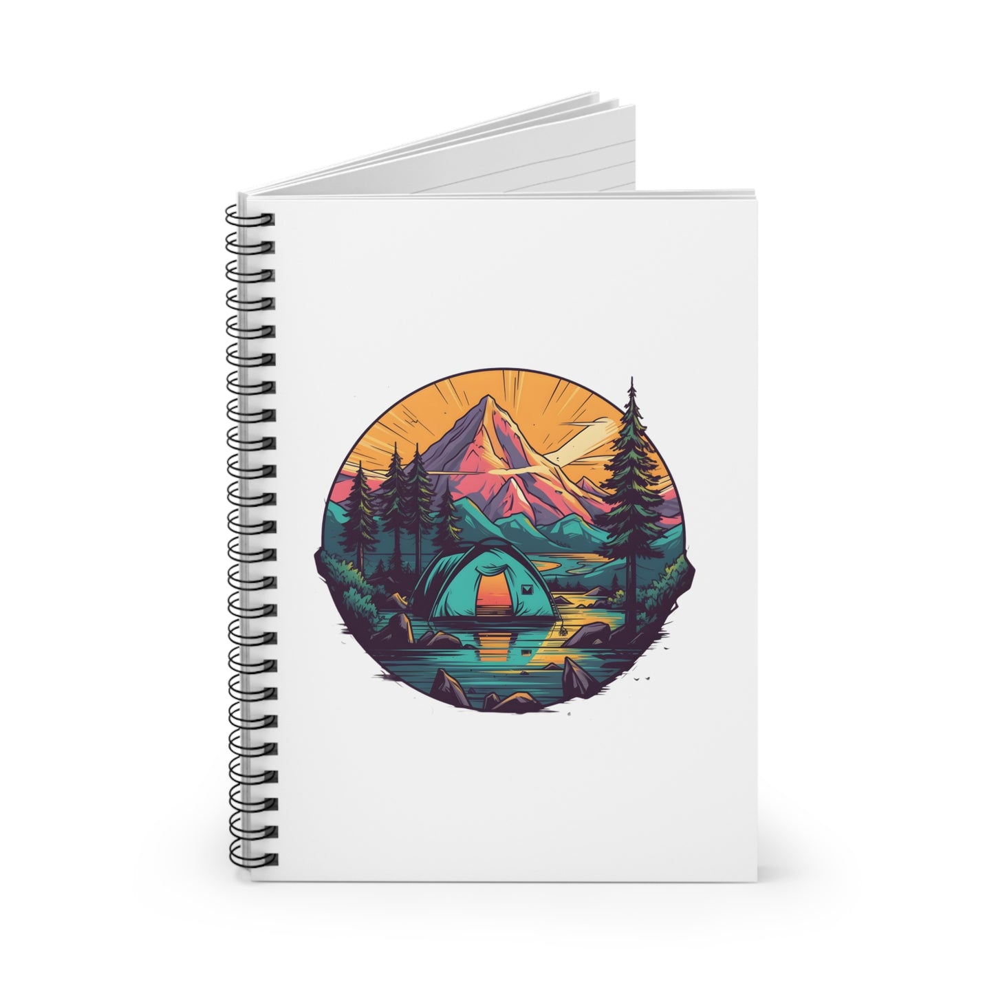 Mountain Tent Sunset Spiral Notebook - Camping Journal for Nature Lovers, Hikers & Outdoor Adventures