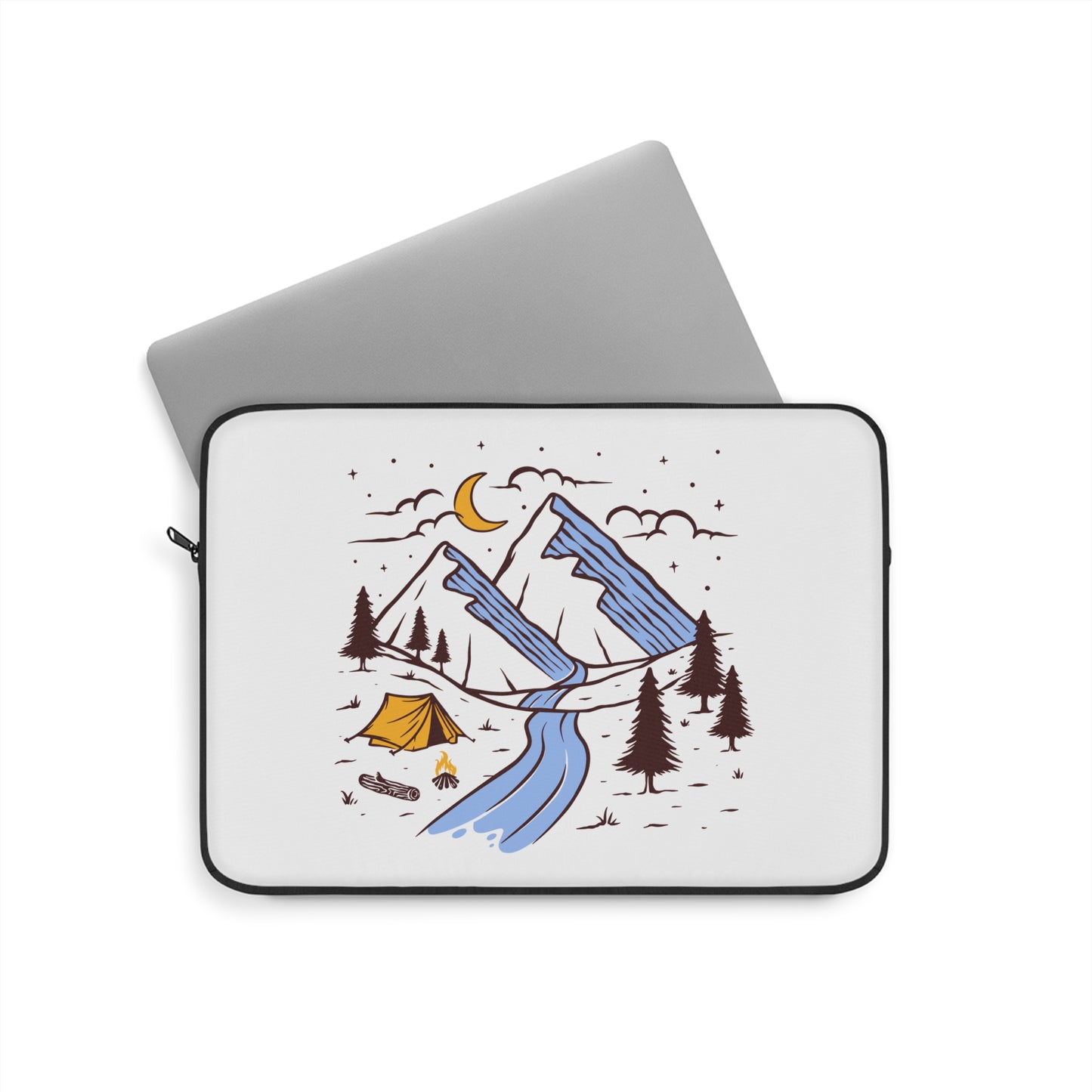 Mountain Camp Laptop Sleeve - Nature Illustration Protective Case for Travelers & Outdoor Lovers