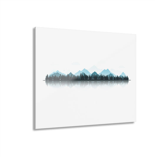 Minimal Mountain Landscape Acrylic Print - Calm Nature Wall Art, Modern Forest Home Decor