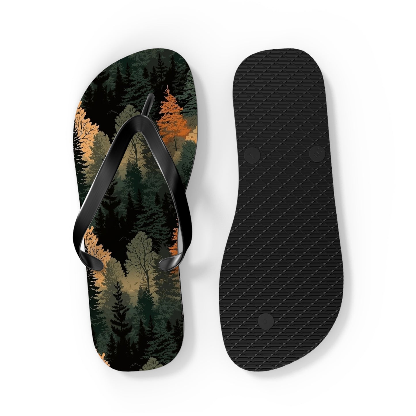 Forest Pattern Flip Flops - Nature Inspired Summer Sandals for Outdoor & Everyday Wear