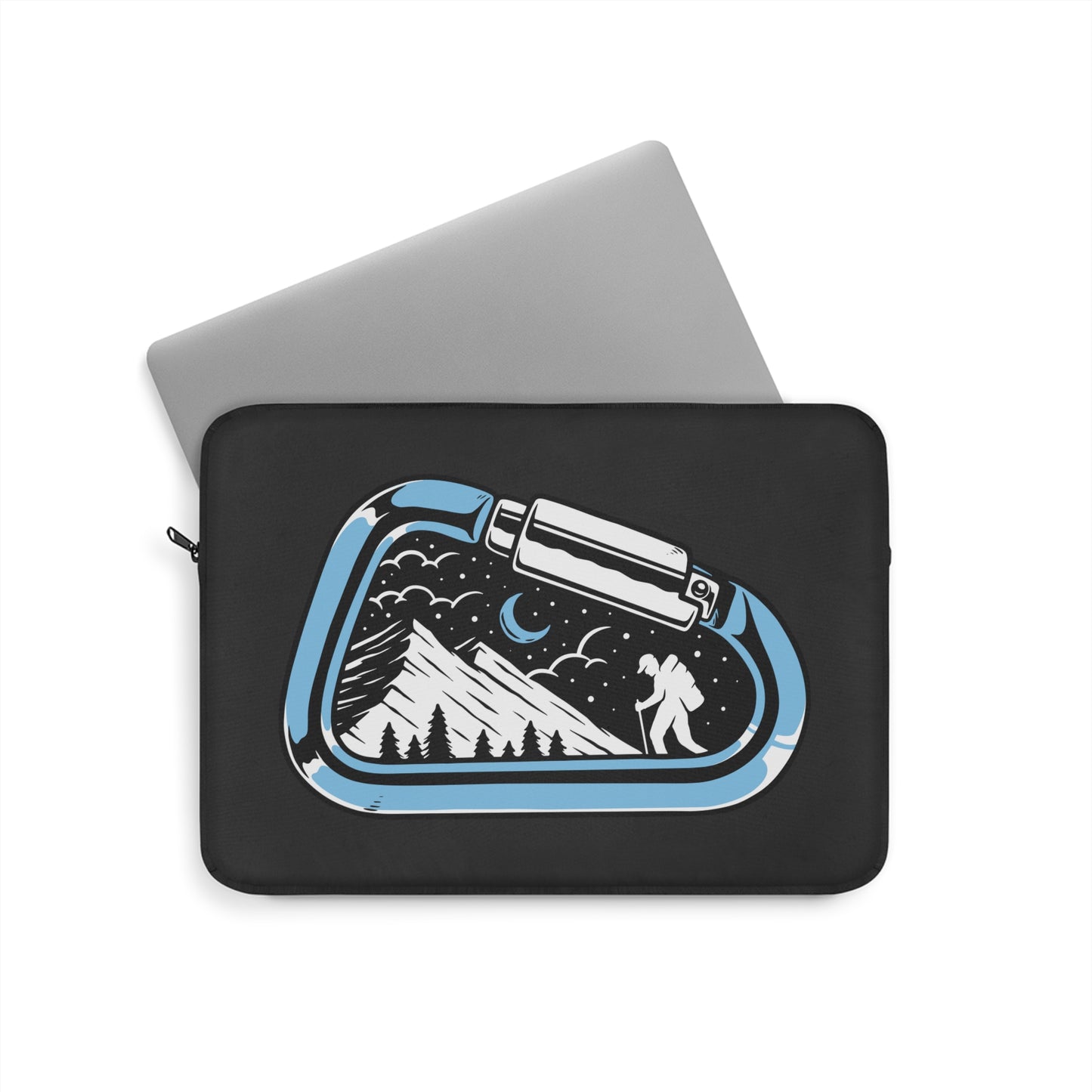 Hiking Adventure Laptop Sleeve - Carabiner Mountain Design Protective Case for Hikers, Backpackers & Outdoor Travelers