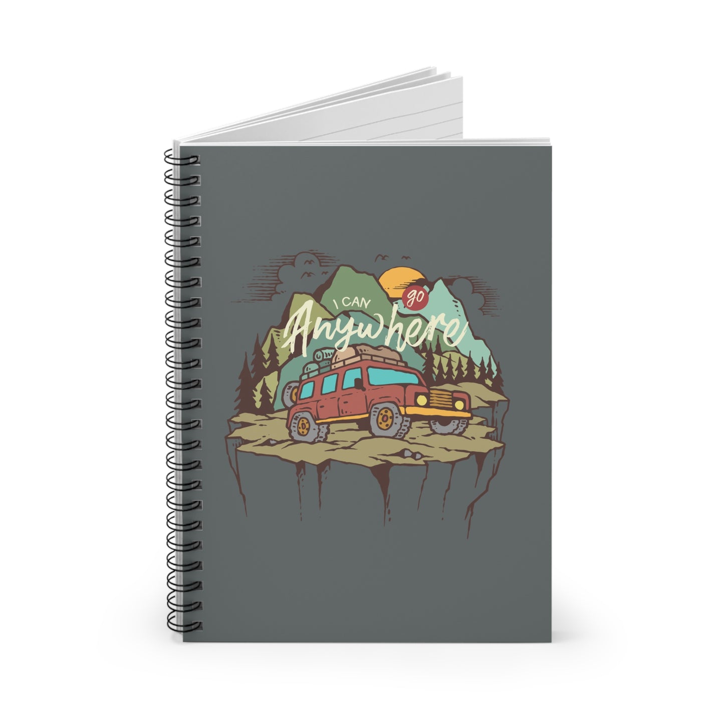 Go Anywhere Spiral Notebook - Road Trip And Overland Adventure Journal for Freedom Lovers