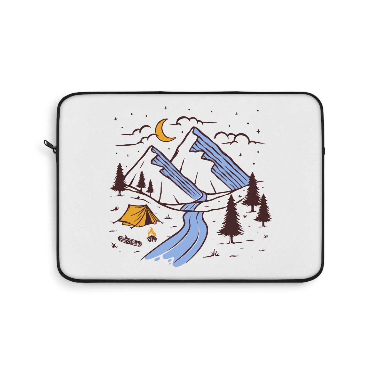 Mountain Camp Laptop Sleeve - Nature Illustration Protective Case for Travelers & Outdoor Lovers