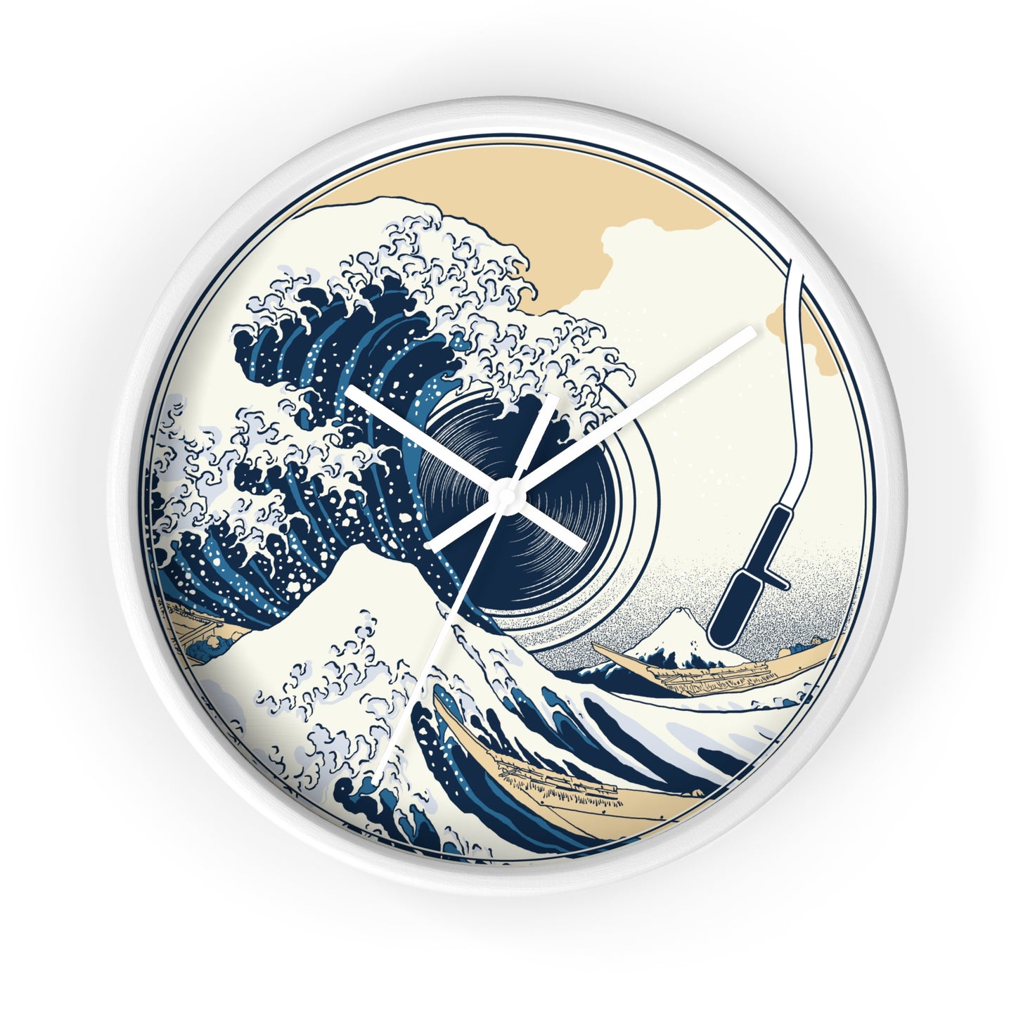Ocean Wave Vinyl Wall Clock - Cozy Art Home Decor with Sound & Sea Illustration