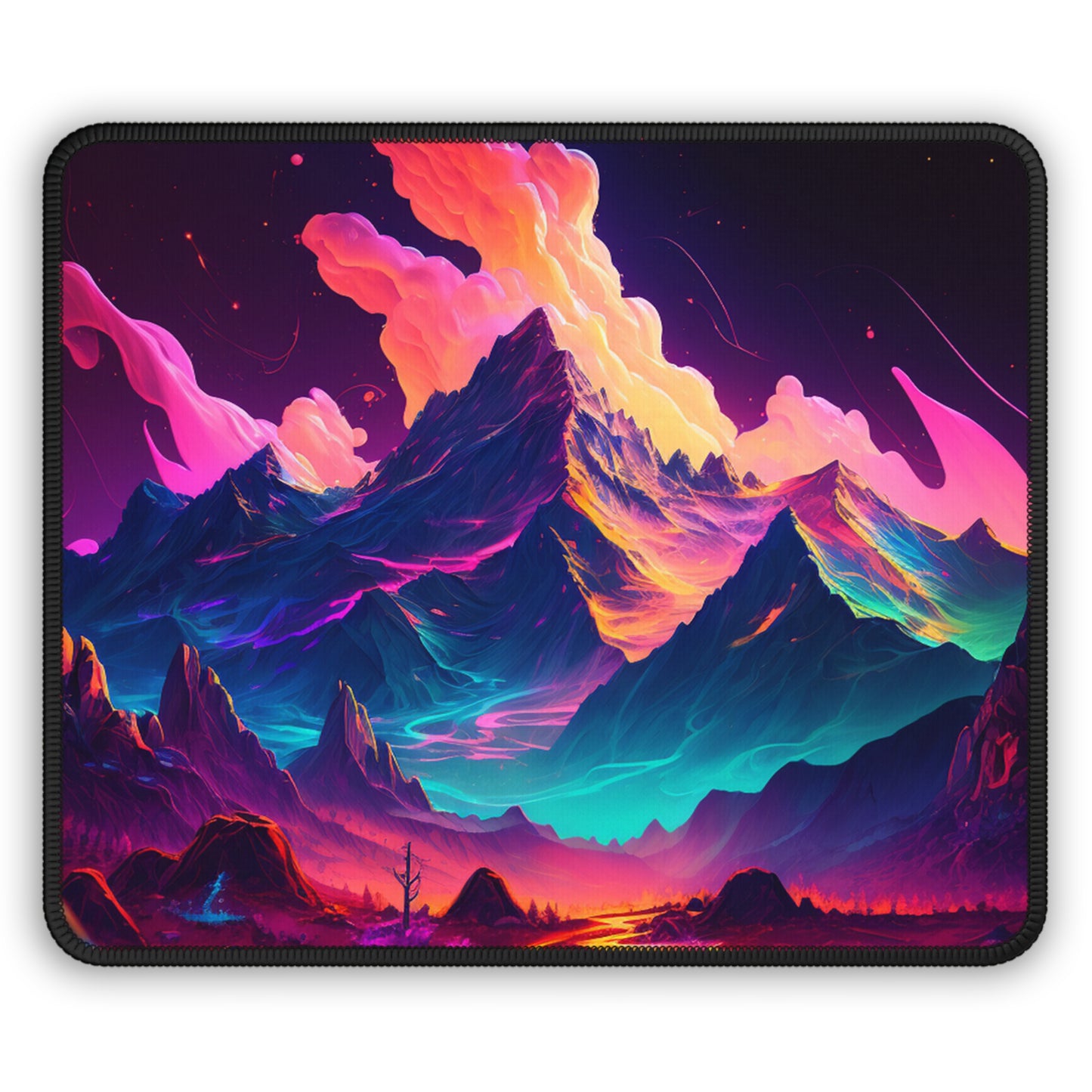 Vibrant Fantasy Mountain Mouse Pad - Cozy Nature Desk Decor with Dreamlike Landscape
