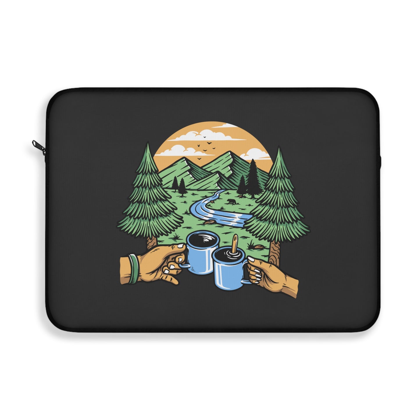 Camp Coffee Laptop Sleeve - Outdoor Morning Ritual Protective Case for Campers & Nature Lovers