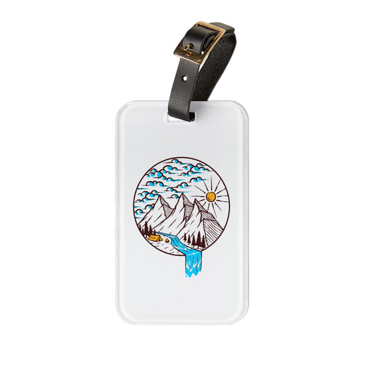 Mountain River Luggage Tag - Nature Landscape Travel Tag for Hiking, Camping & Adventure Trips