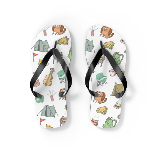 Funny Camping Flip Flops - Outdoor Adventure Sandals, Campsite Flip-Flops, Hiking Footwear, Summer Beach Shoes, Camping Gift