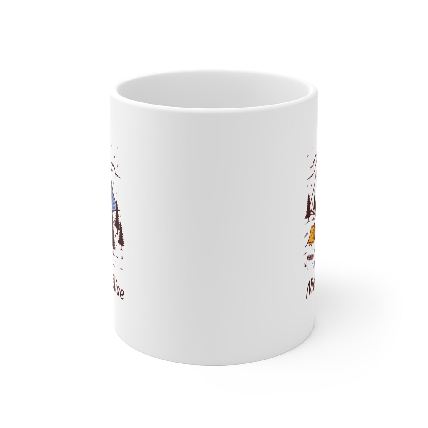 Personalized Couple Camping Mug - Custom Names Mountain River Night Coffee Cup