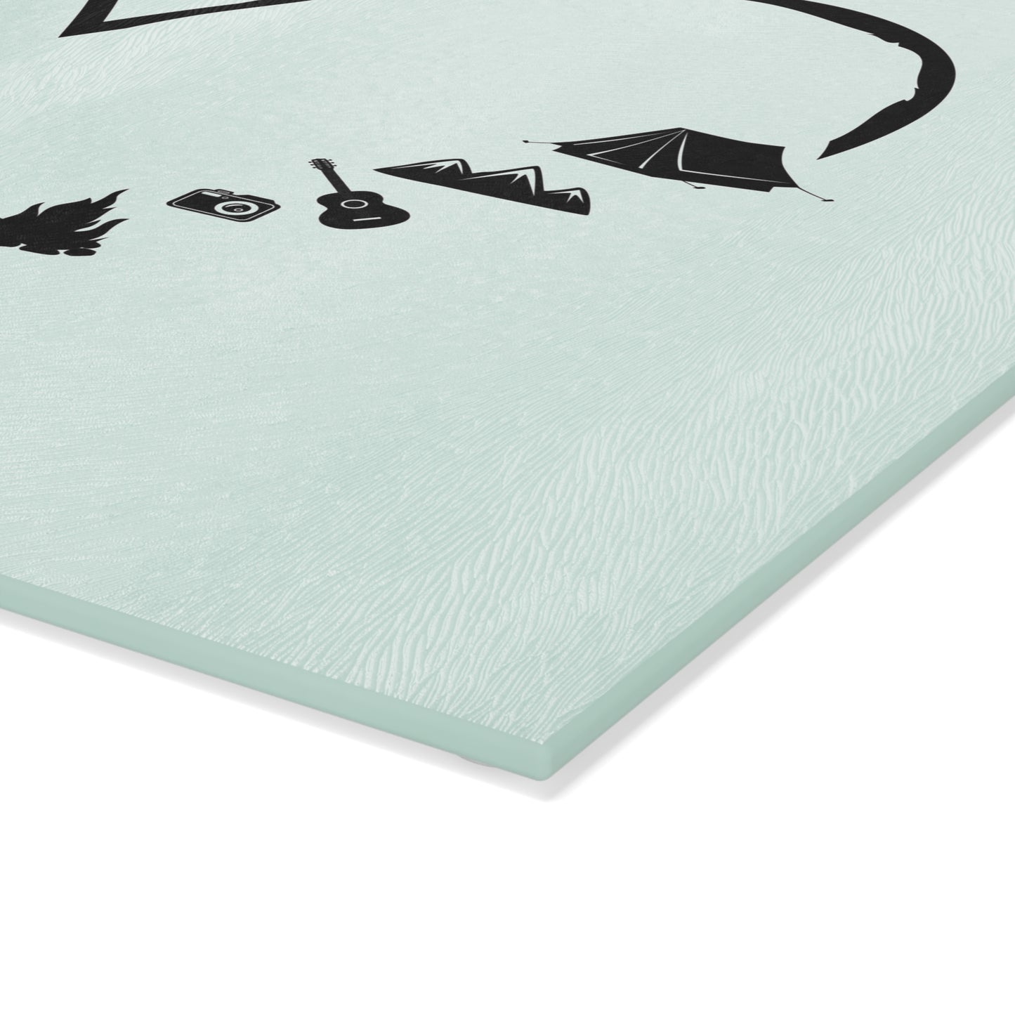 Camping Heart Glass Cutting Board - Outdoor Love Design for Campers, Adventure & Nature Lovers