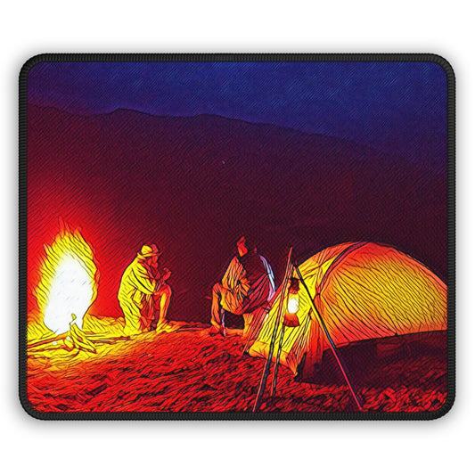 Night Campfire Camping Mouse Pad - Cozy Nature Desk Decor with Warm Outdoor Atmosphere