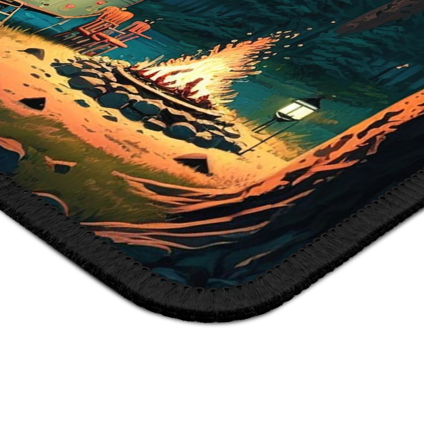 Forest Camping Trailer Mouse Pad - Cozy Nature Desk Decor with Warm Evening Vibes