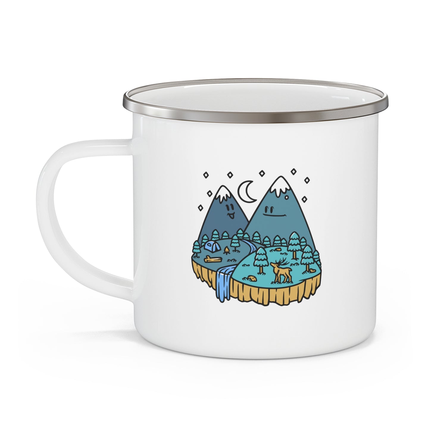 Cute Mountain Enamel Camping Mug - Cozy Night Camp Coffee Mug for Nature Lovers & Outdoor Adventures